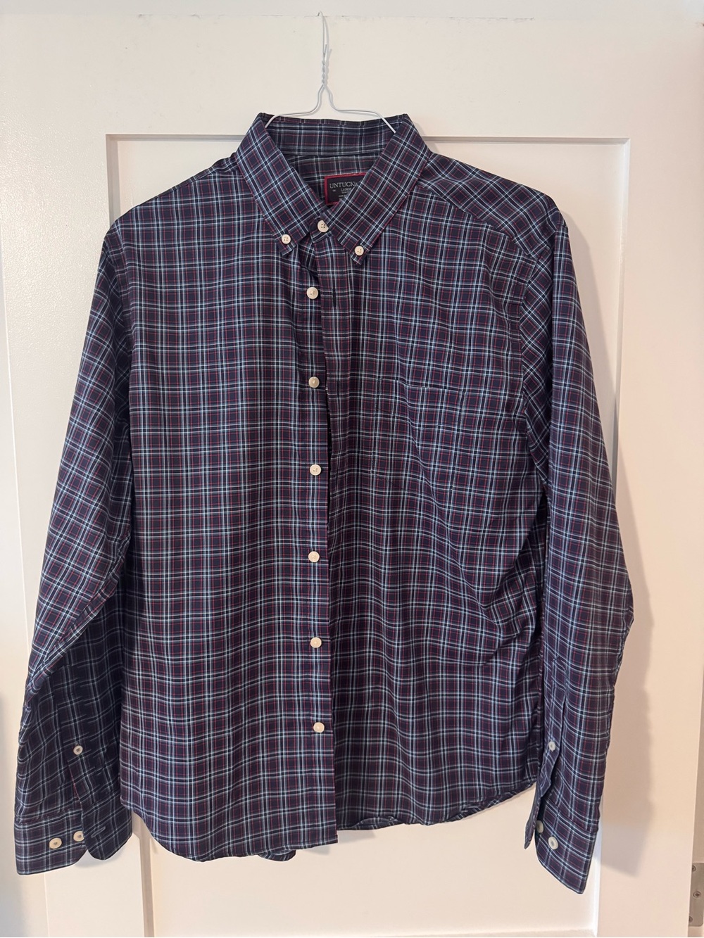 UNTUCKit Men's Navy & Teal Plaid Button-Down Shirt